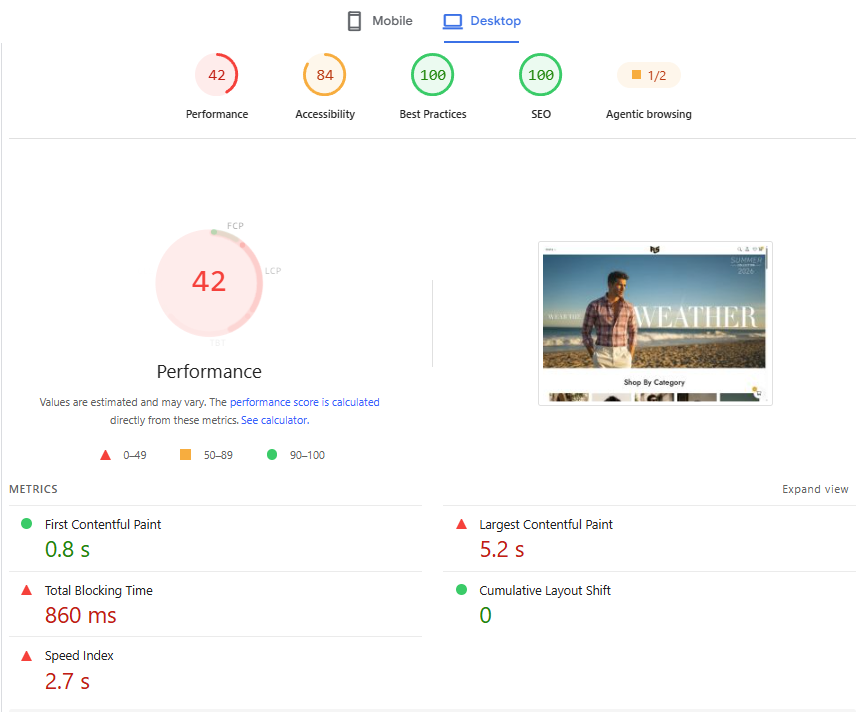 Desktop Speed Test Before